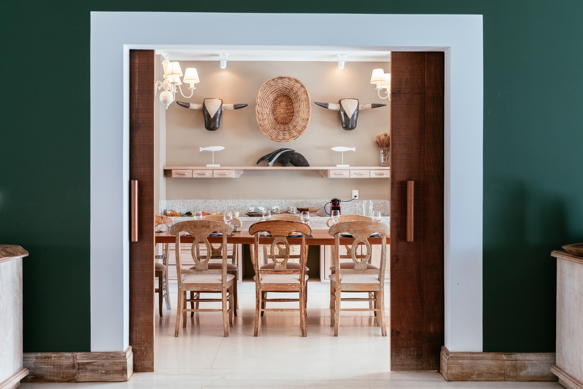 Studio entrance with warm wooden details